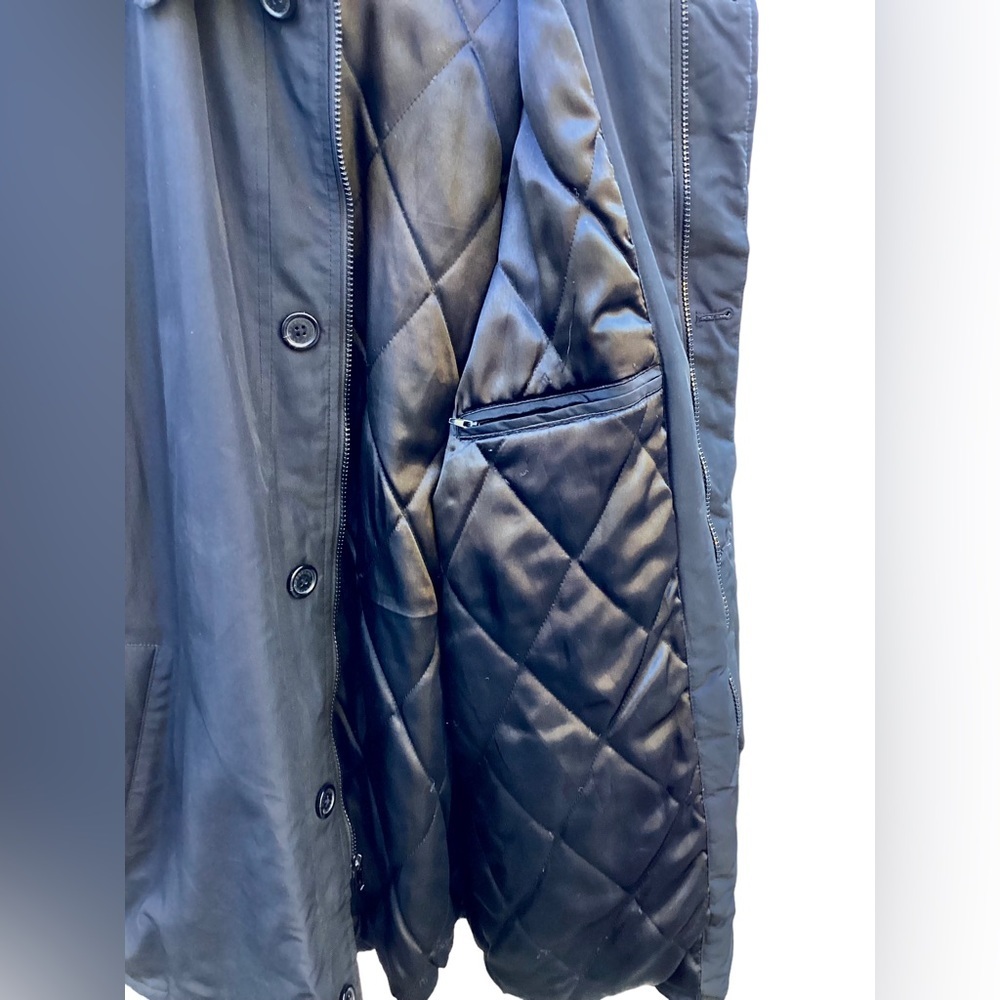 Dockers Premium Long Water Resistant Over Coat Jacket Black Men Large Zip Button - Picture 3 of 6